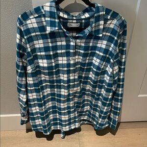 Croft & Barrow teal and white flannel shirt